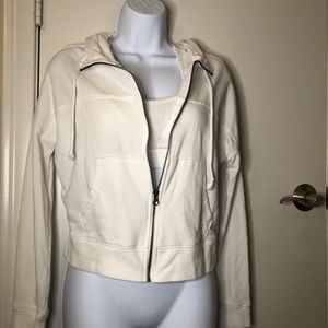 WHITE ZIP UP HOODIE